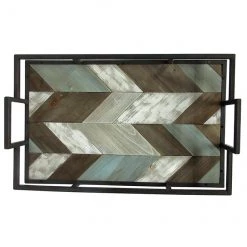 ALLEN + ROTH Plateau de service, 12,25" x 19,25" x 4", gris et brun