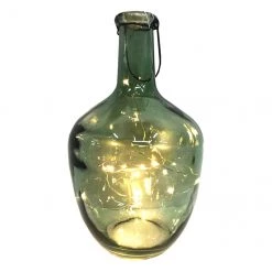 ALLEN + ROTH Bouteille en verre illuminée, micro lumières, vert, 12 po