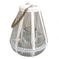 Lanterne blanche Allen + Roth en bois et en métal