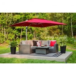 Table basse ajustable Dartford par Allen + Roth, 40 po x 20 po, aluminium, osier et verre, gris -ALLEN + ROTH Soldes Boutique 20235115c L