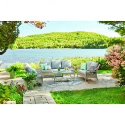 Sofa pour patio Parkview par Allen + Roth, 3 places, gris -ALLEN + ROTH Soldes Boutique 20235163c L