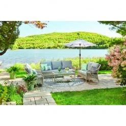 Sofa pour patio Parkview par Allen + Roth, 3 places, gris -ALLEN + ROTH Soldes Boutique 20235163d L
