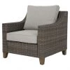 Fauteuil de patio Castlefield de Allen + Roth, aluminium, 33,5 po x 33,86 po x 23,25 po, gris