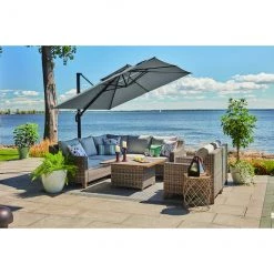 Fauteuil de patio Castlefield de Allen + Roth, aluminium, 33,5 po x 33,86 po x 23,25 po, gris -ALLEN + ROTH Soldes Boutique 20235170c L