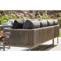 Sectionnel d'extérieur 6 places Brokking de Allen + Roth, acier et osier, gris -ALLEN + ROTH Soldes Boutique 20235171e L