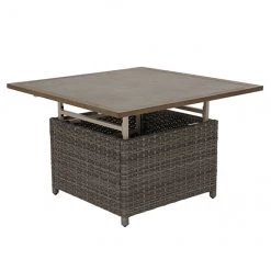 Table à dîner d'extérieur Castlefield d' Allen + Roth, 39,37 po x 39,37 po, gris ciment