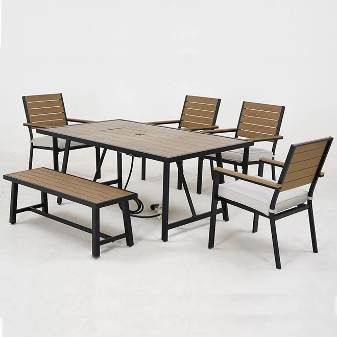 Ensemble à dîner extérieur Leigh d'Allen + Roth, acier noir, 6 morceaux 1 Ensemble à dîner extérieur Leigh d'Allen + Roth, acier noir, 6 morceaux