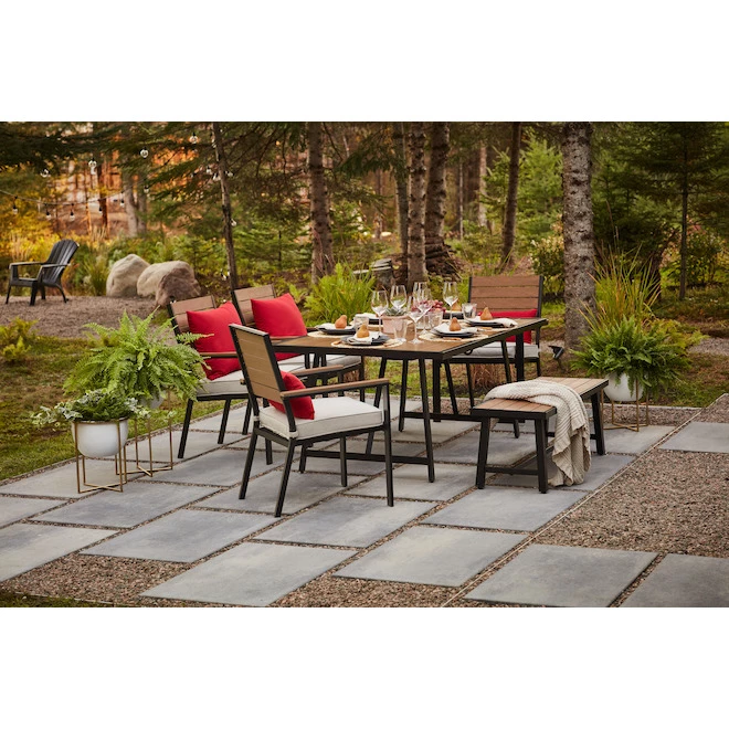 Ensemble à dîner extérieur Leigh d'Allen + Roth, acier noir, 6 morceaux 2 Ensemble à dîner extérieur Leigh d'Allen + Roth, acier noir, 6 morceaux – Image 2