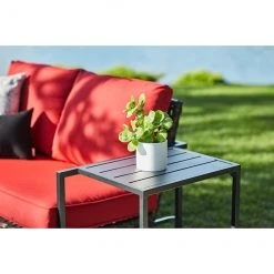 Ensemble de 2 tables d'appoint d'extérieur Allen + Roth en acier noir de 20,08 po x 26,38 po -ALLEN + ROTH Soldes Boutique 20235185c L