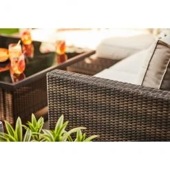 ALLEN + ROTH Ensemble de conversation extérieur Palmore brun avec rangement, 4 morceaux -ALLEN + ROTH Soldes Boutique 20235189c L