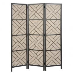 Panneau d'intimité Allen + Roth en métal et toile taupe de 72 po x 58,7 po