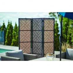 Panneau d'intimité Allen + Roth en métal et toile taupe de 72 po x 58,7 po -ALLEN + ROTH Soldes Boutique 32015055c L