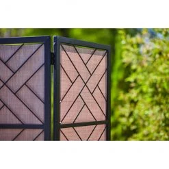 Panneau d'intimité Allen + Roth en métal et toile taupe de 72 po x 58,7 po -ALLEN + ROTH Soldes Boutique 32015055e L