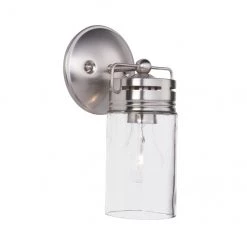 Applique murale pour meuble-lavabo Vallymede d'Allen + Roth à 1 lumière, style campagnard, 5 po, nickel brossé