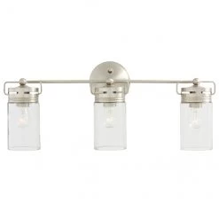 Applique murale pour meuble-lavabo Vallymede d'Allen + Roth à 3 lumières, style transitionnel, 24 po, nickel brossé
