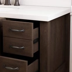 Meuble-lavabo Kingscote de Allen + Roth, 1 lavabo, 2 portes et 8 tiroirs, 34,5 po, espresso, céramique blanche -ALLEN + ROTH Soldes Boutique 32016465d L