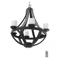 ALLEN + ROTH Chandelier à pile pour abri-soleil, DEL, noir