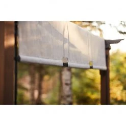 Pergola autoportante beige et noire Allen + Roth en acier et en tissu de 116 po x 116 po x 94,75 po -ALLEN + ROTH Soldes Boutique 38115235e L