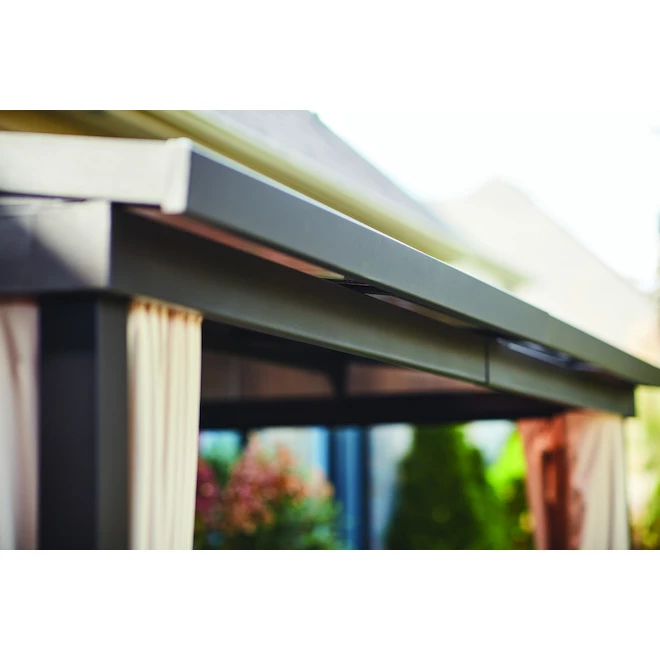 Abri de jardin à toit coulissant par Allen + Roth, 10 pi x 12 pi, brun et taupe 2 Abri de jardin à toit coulissant par Allen + Roth, 10 pi x 12 pi, brun et taupe – Image 2