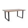Table de patio Allen + Roth rectangulaire en acier avec trou pour parasol, 66 po x 27,7 po, noyer