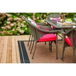 Tapis extérieur New Haven Allen + Roth, polypropylène, 5 pi x 7 pi, brun et noir -ALLEN + ROTH Soldes Boutique 42825011c L