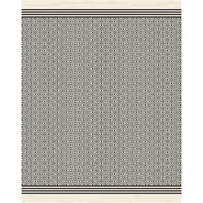 Tapis extérieur Allen + Roth en polyprolpylène noir et crème, 8 pi x 10 pi 1 Tapis extérieur Allen + Roth en polyprolpylène noir et crème, 8 pi x 10 pi