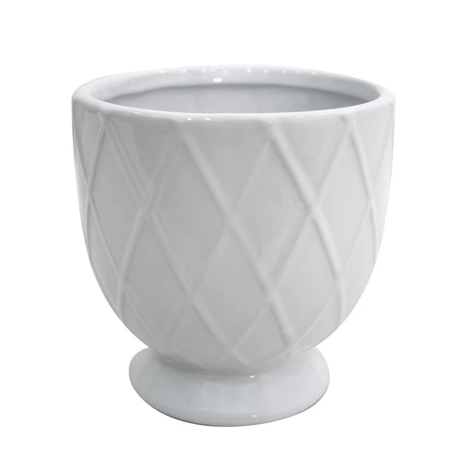Jardinière de style urne en céramique Allen + Roth, 7,75 po, blanc 1 Jardinière de style urne en céramique Allen + Roth, 7,75 po, blanc