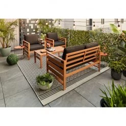 Ensemble de mobilier extérieur 4 morceaux Midview de Allen + Roth, noir et brun 7 Ensemble de mobilier extérieur 4 morceaux Midview de Allen + Roth, noir et brun -ALLEN + ROTH Soldes Boutique 44315017c L