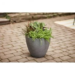 Pot en résine Allen + Roth, intérieur et extérieur, 16,4 po, gris -ALLEN + ROTH Soldes Boutique 44335049c L