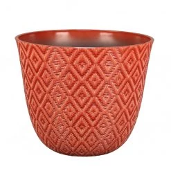 Pot en résine Allen + Roth, motif géométrique, intérieur et extérieur, 11,2 po, rouge
