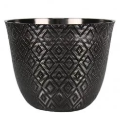 Pot en résine Allen + Roth, motif géométrique, intérieur et extérieur, 16,7 po, noir