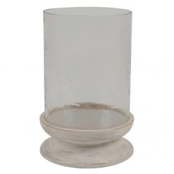 ALLEN + ROTH Lanterne en verre « Garden Party », 13", blanc délavé