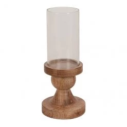Porte-bougie Allen + Roth, 14 po x 5,75 po, bois et verre