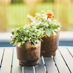 Pot à fleurs Allen + Roth, 7,6 po x 7,4 po, acier, or -ALLEN + ROTH Soldes Boutique 44945109c L