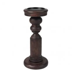 Porte-bougie pilier en bois Allen + Roth, 11,25 po, noyer foncé