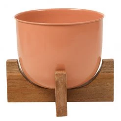 Jardinière avec support Allen + Roth, 8 po, métal et bois, orange