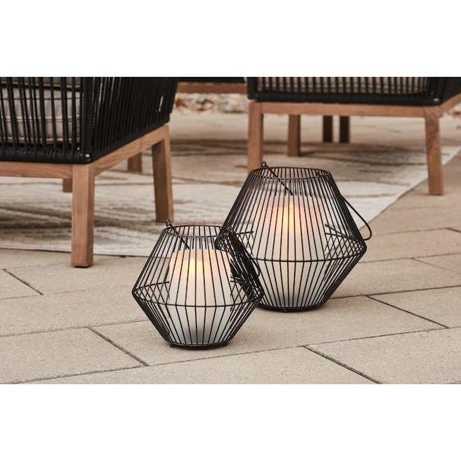 Petite lanterne en métal par Allen + Roth, 8,25 po, noire 2 Petite lanterne en métal par Allen + Roth, 8,25 po, noire – Image 2