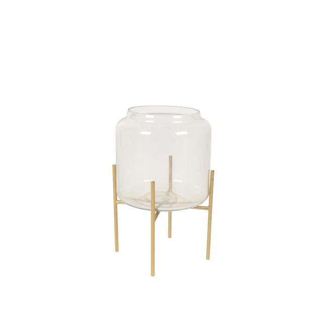 Lanterne décorative d'extérieur Allen + Roth de 6,5 po x 10,5 po en verre clair et métal doré avec bougie 1 Lanterne décorative d'extérieur Allen + Roth de 6,5 po x 10,5 po en verre clair et métal doré avec bougie