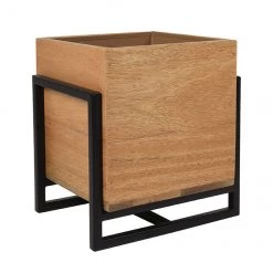 Jardinière en bois et métal noir Allen + Roth de 9 po L x 10 po H (2/pqt)