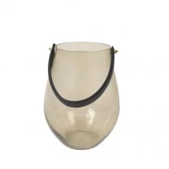 Lanterne décorative d'extérieur en verre transparent avec poignée en cuir et bougie Allen + Roth de 8,25 po x 10 po