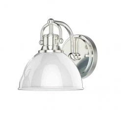 Luminaire mural pour meuble-lavabo au style moderne à 1 ampoule par Allen + Roth, 7 po, métal, nickel poli et blanc