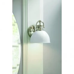 Luminaire mural pour meuble-lavabo au style moderne à 1 ampoule par Allen + Roth, 7 po, métal, nickel poli et blanc -ALLEN + ROTH Soldes Boutique 45095007c L