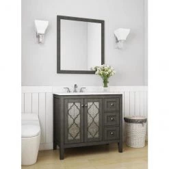 Meuble-lavabo Everdene de Allen + Roth gris et blanc 36 po -ALLEN + ROTH Soldes Boutique 46525016c L
