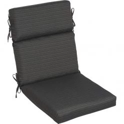Coussin de siège de patio à dossier haut Allen + Roth, oléfine de haute qualité, 44 po x 21 po x 4,5 po, anthracite