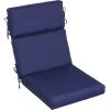 Coussin de siège de patio à dossier haut Allen + Roth en oléfine de haute qualité, 44 po x 21 po x 4,5 po, bleu
