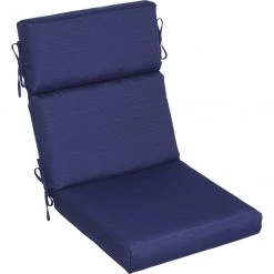 Coussin de siège de patio à dossier haut Allen + Roth en oléfine de haute qualité, 44 po x 21 po x 4,5 po, bleu