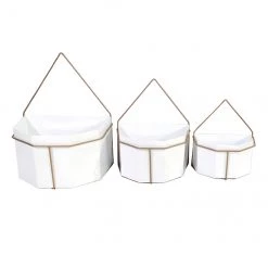 Ensemble de 3 jardinières suspendues Allen + Roth en métal, blanches