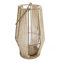 Lanterne Allen + Roth en jute naturel, verre clair et or