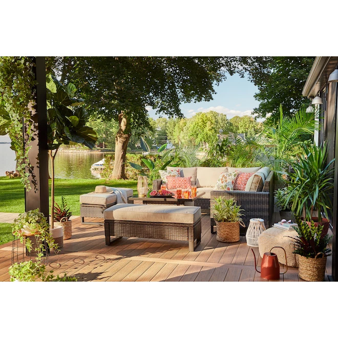 Lanterne Allen + Roth en jute naturel, verre clair et or 4 Lanterne Allen + Roth en jute naturel, verre clair et or – Image 4