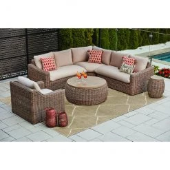 Table d'appoint Allen + Roth en acier et en osier, collection Maitland, 19 po x 19 x 20,3, brune -ALLEN + ROTH Soldes Boutique 48655099d L